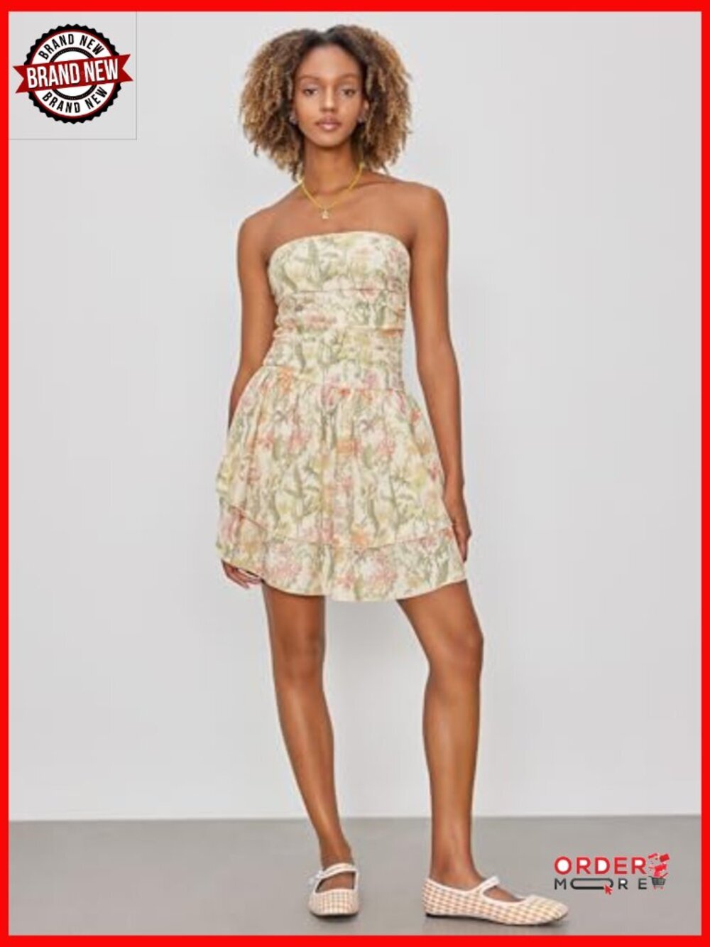 Tube Ruched Ruffle Mini Dress - Strapless Summer Cocktail - Picture 5 of 7